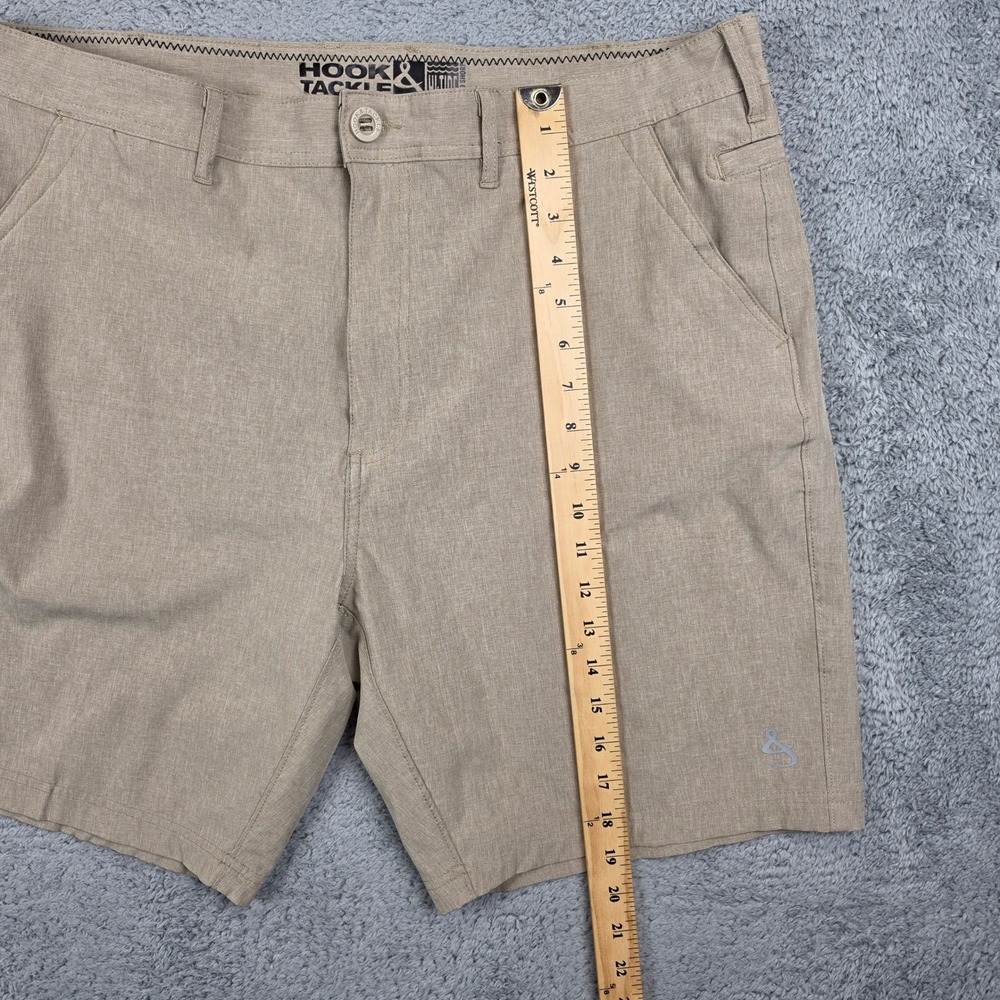 Hook & Tackle Hybrid Shorts Mens 38 Tan Hi-Tide Performance Fishing Stretch 8in - Picture 8 of 10